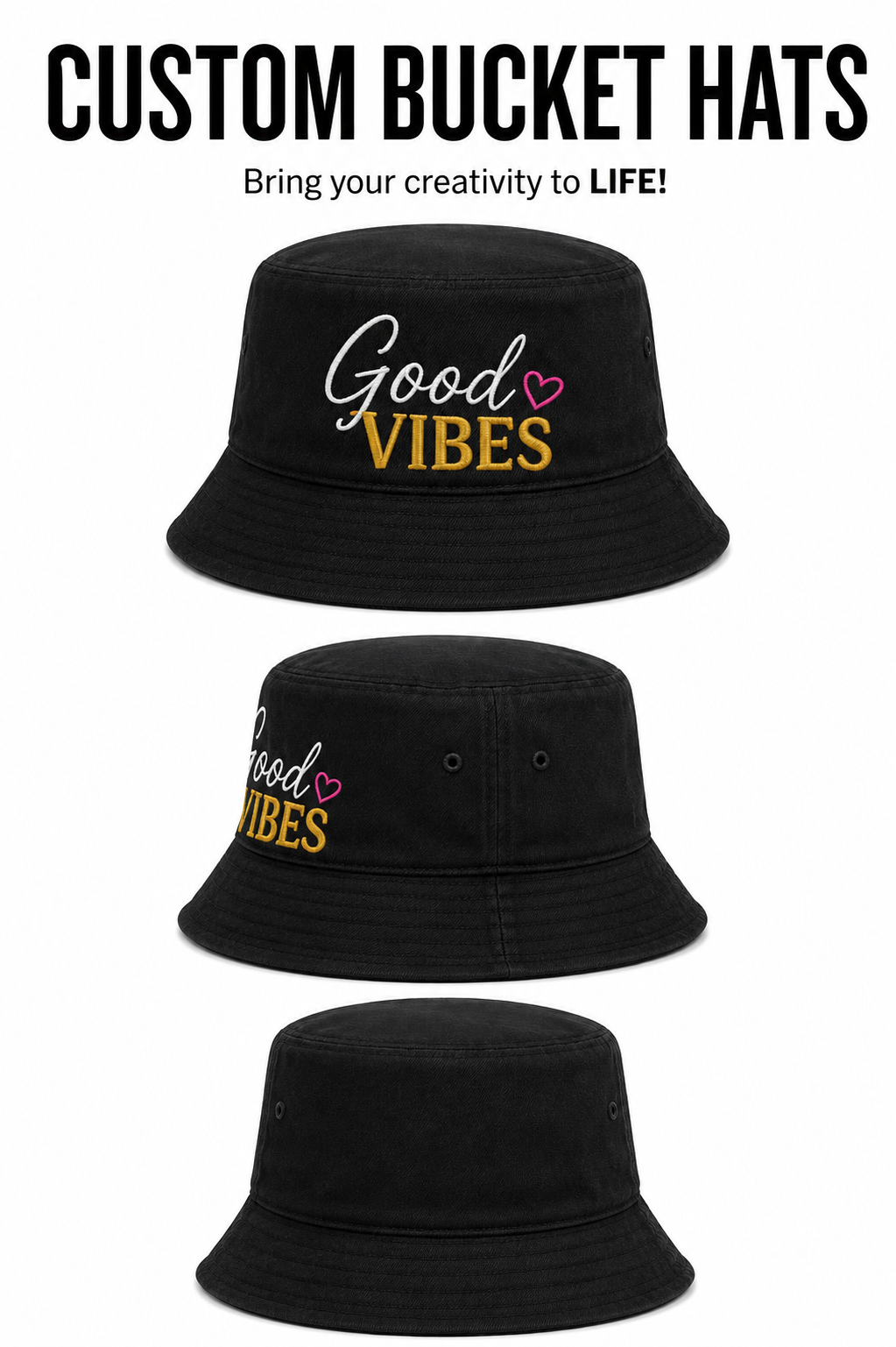Good Vibes Bucket Hat | Personalized Hat
