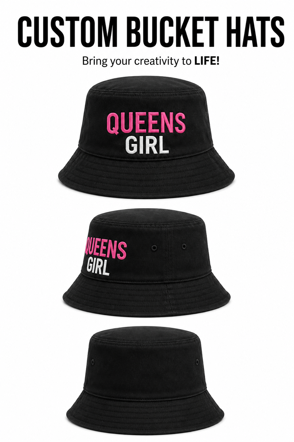 Queens Girl Custom Bucket Hat | Personalized Hat