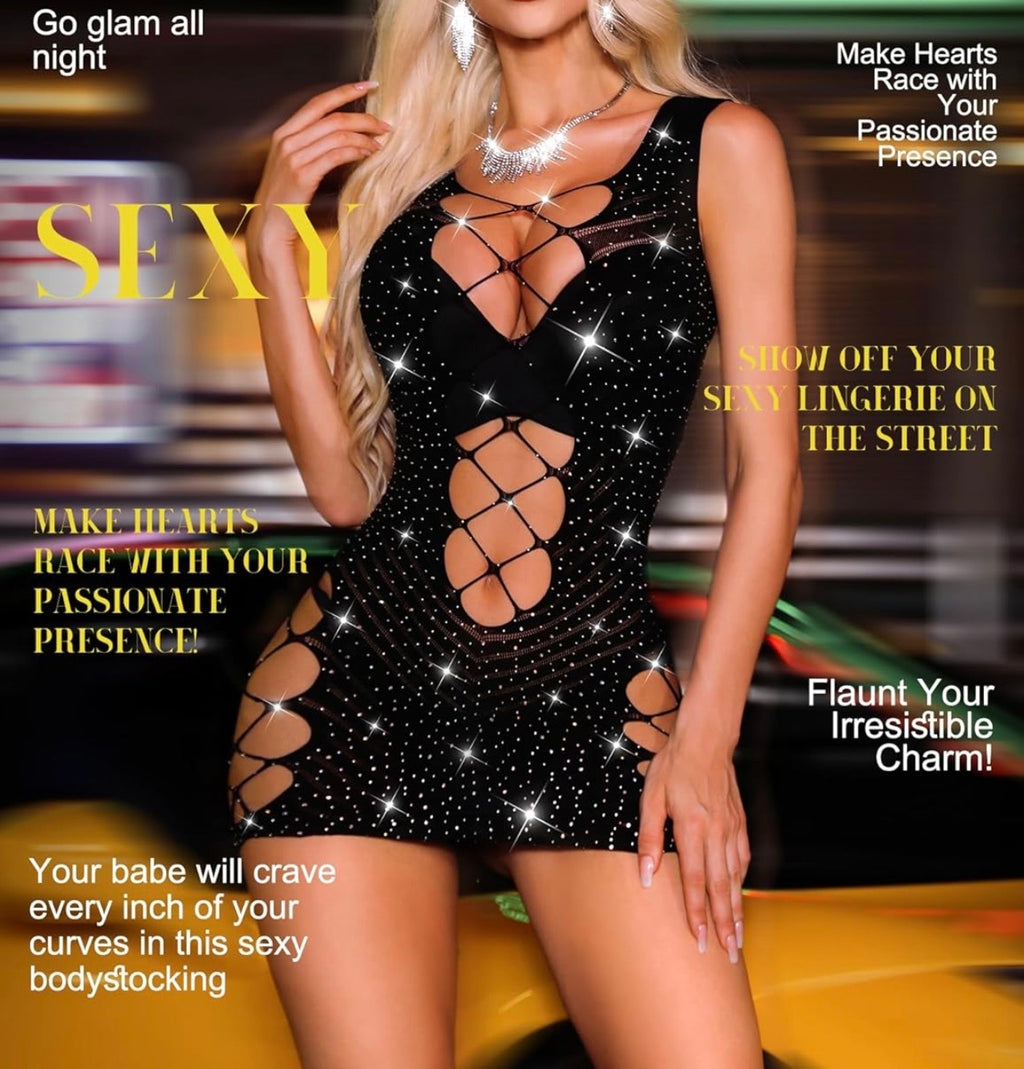 Womens Fishnet Lingerie Mesh Chemise Babydoll Bodysuit Lace Smock Lingerie for Women