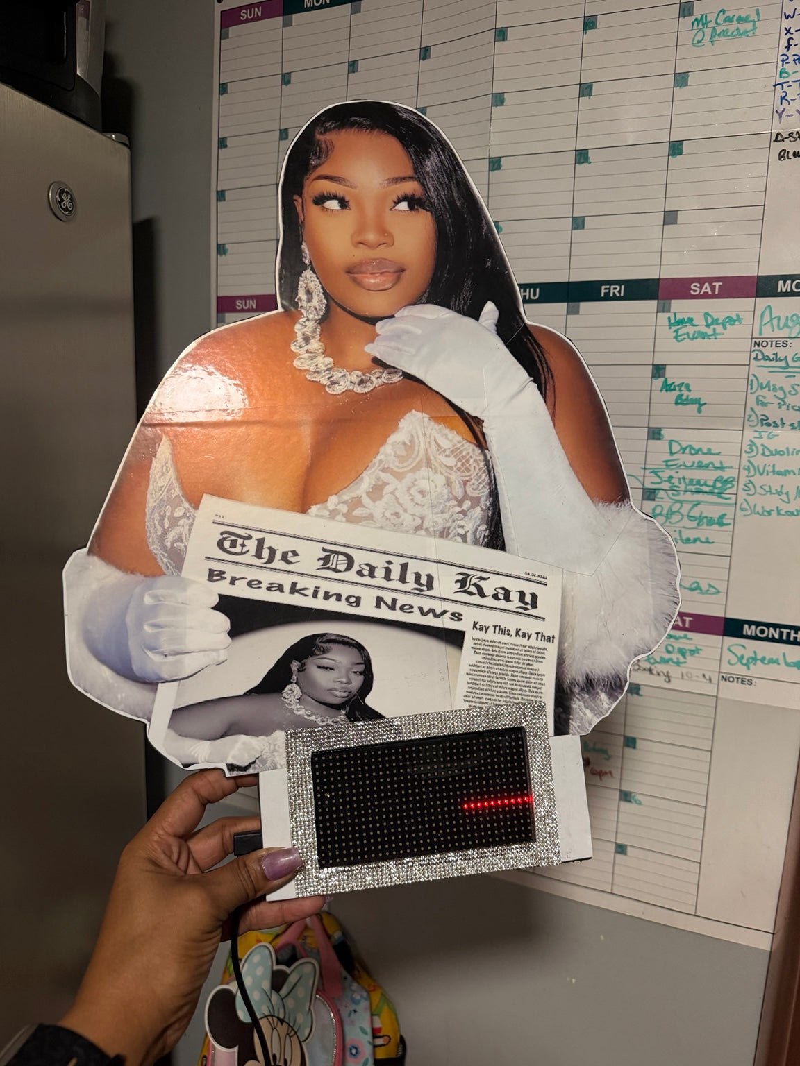 Personalized big head prop with LED display