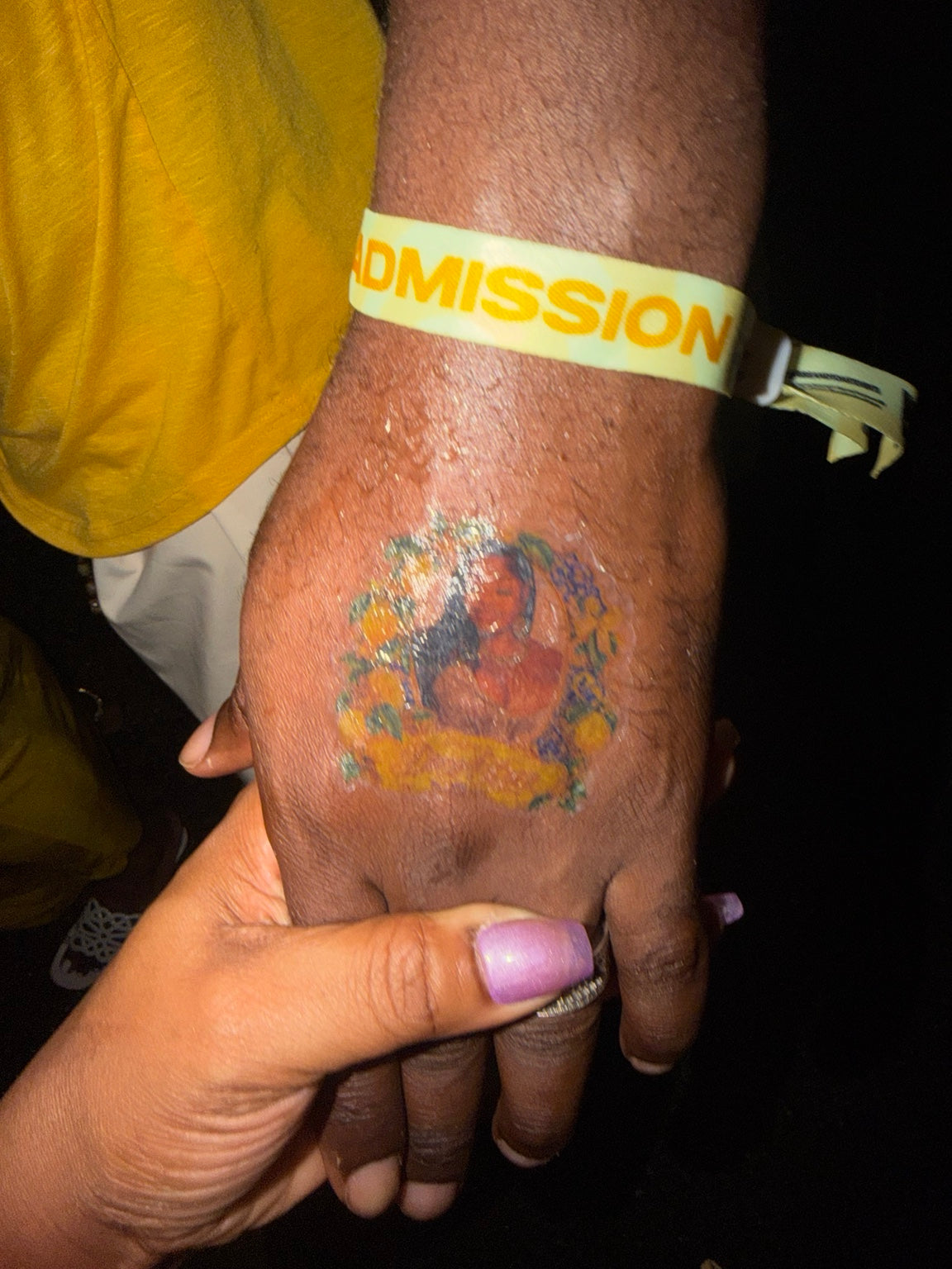 Custom photo temporary tattoo applied to hand