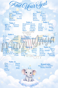 Blue Elephant Baby Shower Seating Chart Template Custom Design