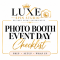 Luxe Spin Studio Photo Booth Event Day Checklist digital download cover in black and gold