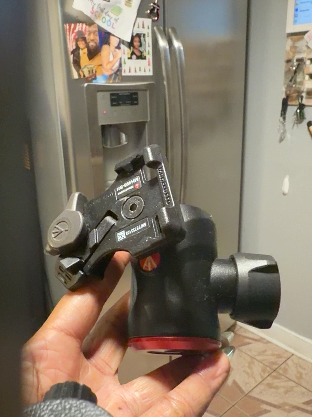 Used Manfrotto MH496-BHUS compact ball head, front view