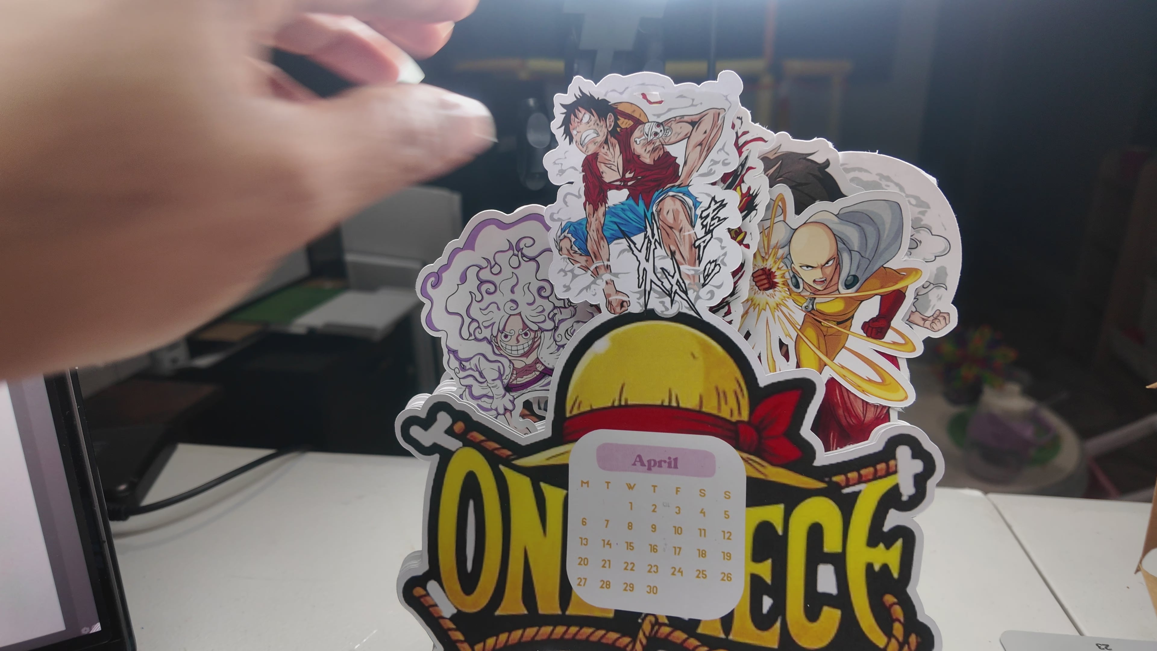 Anime Desk Vibes Calendar (April Start Edition) | Handmade Cardstock Flip Calendar