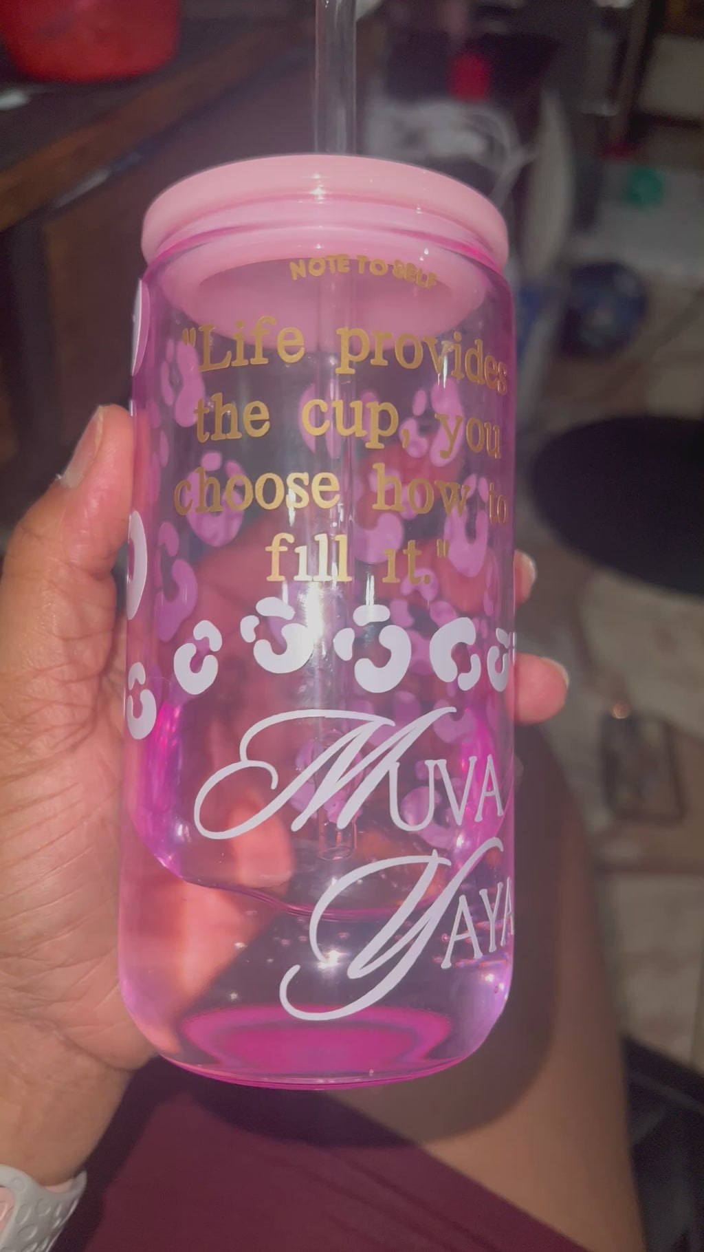 Personalized Glass Cup with Straw